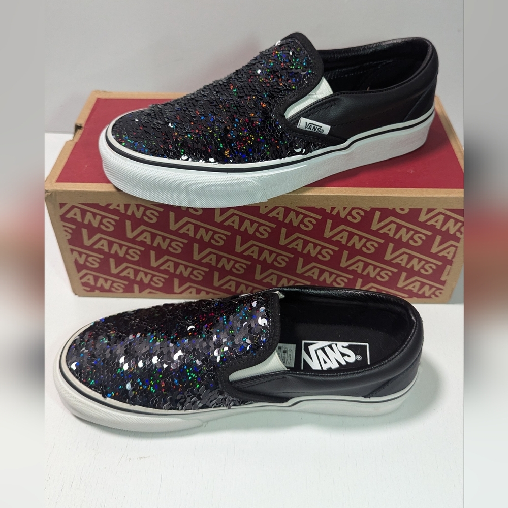 Vans Classic Slip-on Flipping Sequins Black/ White Checkerboard - Picture 6 of 11